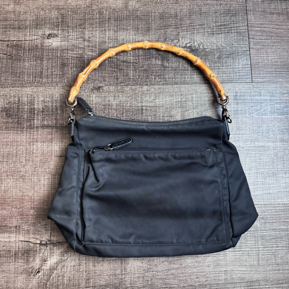 Gucci Black Shoulder Bag with Bamboo Handle